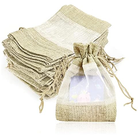 16 Bolsas de Organza Cosidas de Arpillera con Cordones de Ajuste Cover
