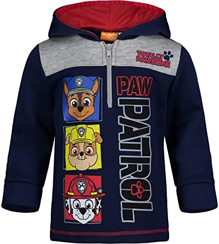 Nickelodeon Paw Patrol Chase Marshall Rubble Big Boys Fleece Half Zip Hoodie Navy 12