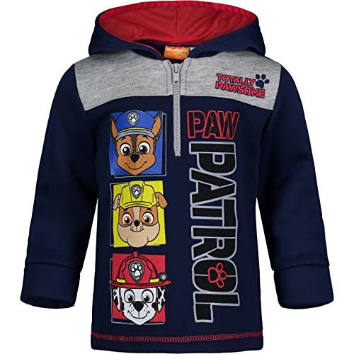 Nickelodeon Paw Patrol Chase Marshall Rubble Little Boys Fleece Half Zip Hoodie Navy 5