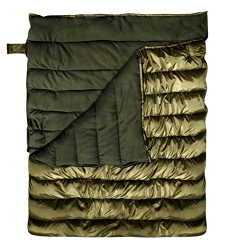 Image of Olive Fleece Double Big Sleeping Bag ! Perfect for Camping | Queen Size ! Temp 0 Degree ! Will Keep You warm and Cozy |