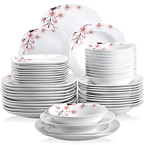 Famiware Set Stoviglie 12 Pezzi Nebulosa | Piatti E Ciotole In Gres | Bianco Con Bordo Nero | Lavabile In Microonde E Lavastoviglie