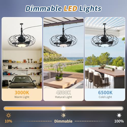 AHAWILL Outdoor Ceiling Fan with Light,20in Gazebo Fan with Remote and APP, 6 Speed,Dimmab - image 4