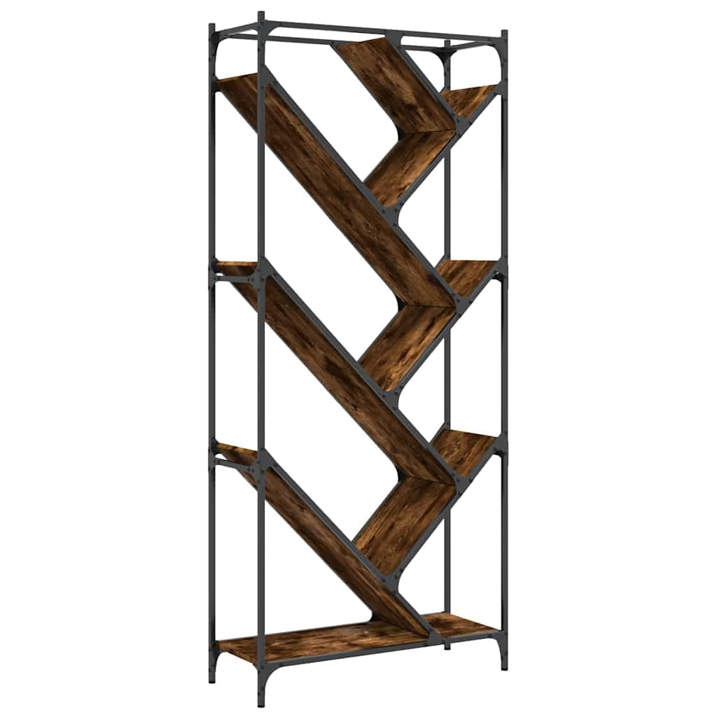 Libreria in metallo in rovere affumicato, 79 x 30 x 180 cm