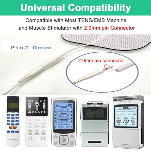 Image of 24Pcs TENS Unit Replacement Pads 2x2 - Self-Adhesive Reusable Electrodes Using 2mm Pin Connector, Latex-Free Compatible with TENS 7000, AUVON, Etekcity Devices for Lower Back, Arm, Leg and Pain Relief