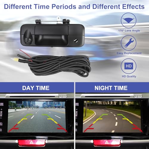 Image of Rear View Back up Camera Tailgate Handle Compatible with Toyota Tundra 2007 2008 2009 2010 2011 2012 2013 Replaces 69090-0C050, 690900C051, 81214