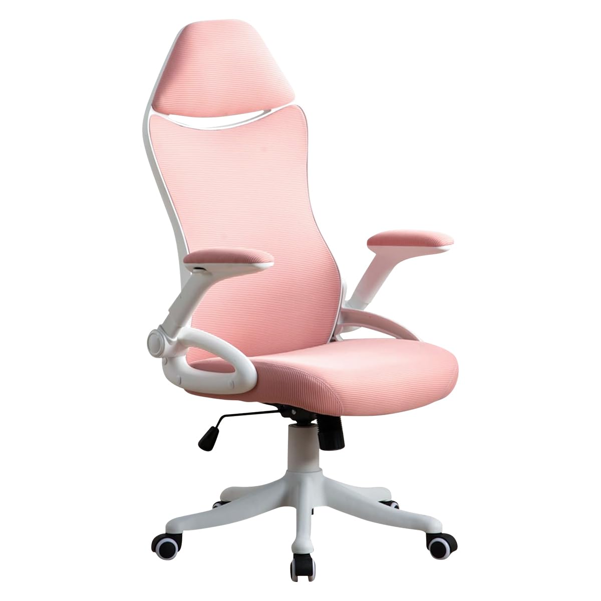 Airdown Pink Ergonomic Office Desk Adjustable Lumbar Support and Flip-up Arms, High Back Mesh Swivel Executive Computer Task Chair