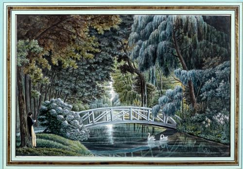 Vue du pont de bois Garneray affiche toile grand format 60x90cm pour décoration murale