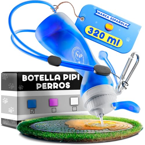 Botella Pipi Perros Silicona 320ml | Botella Limpiar Pipi Perros Calle + Mosquetón+ Cuerda Ajustable | Botella de Agua para Perros | Limpiar PIS y orina | Accesorios Perros Multiusos