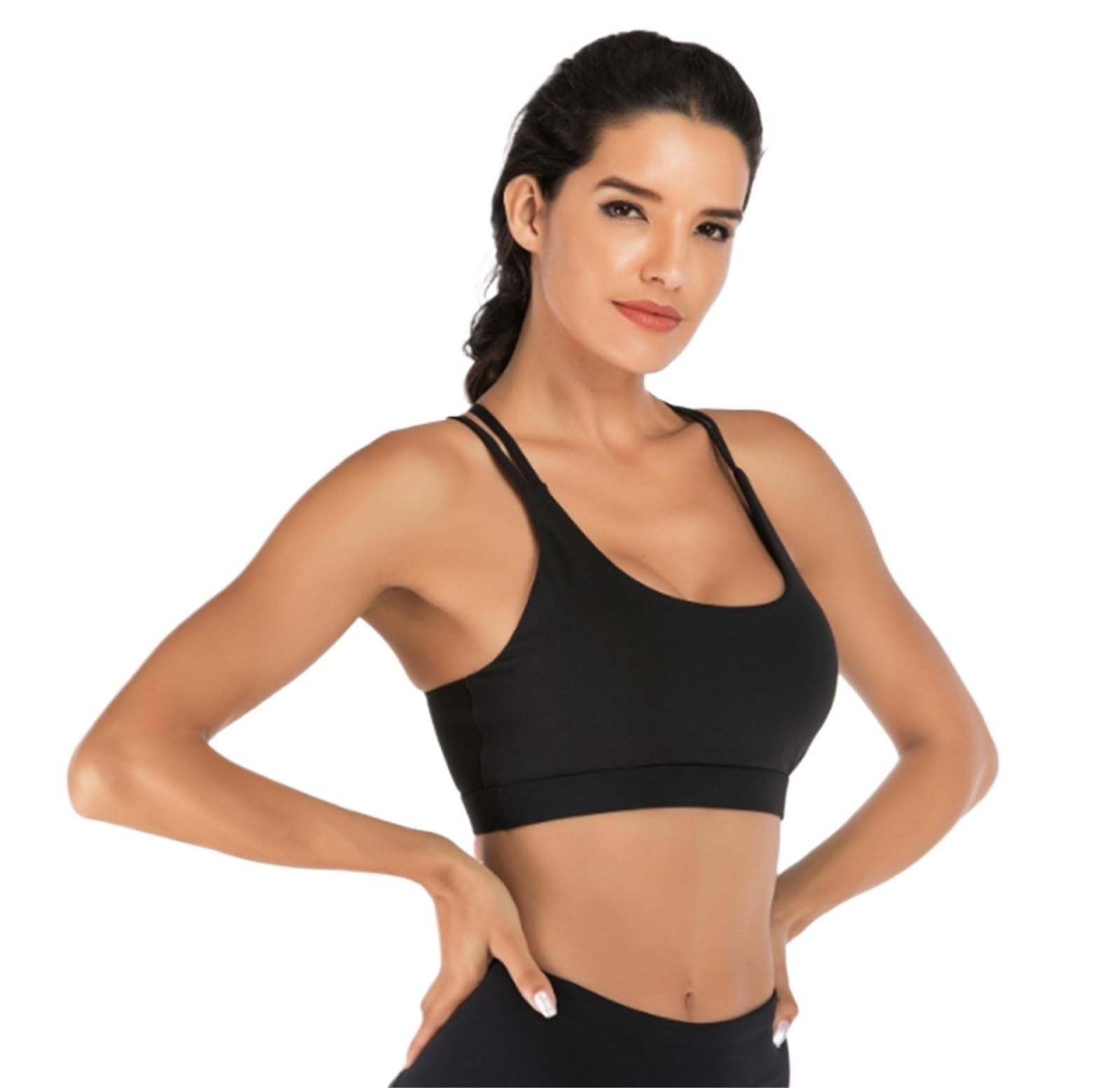 Reggiseno Sportivo Donna Canotta Corta Elasticizzata Imbottita con Reggiseno Sportivo da Donna for La Corsa Yoga E Fitness Comfort Reggiseno Sportivo(Black,XXL)