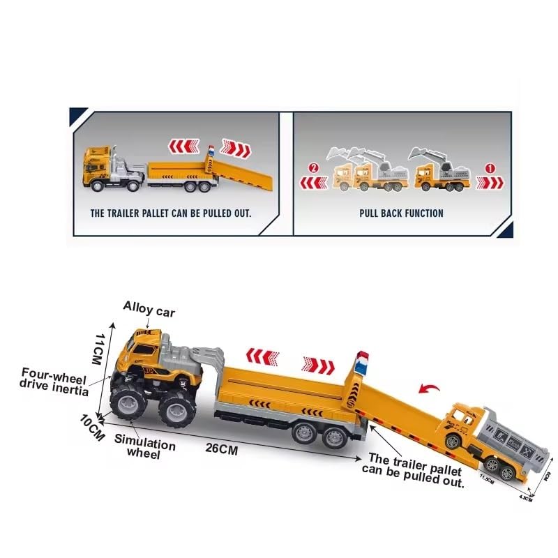 Image of Die cast Alloy Engineering Excavator Truck with Friction Powered Transport Construction Truck Toys for Kids Boys Girls (Multicolor)