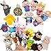 JZK 24 Ensemble de Marionnettes à Doigts Famille Peluche Animaux Jouets à Doigts Remplisseurs de Sac de Fête Finger Marionnettes pour Enfants