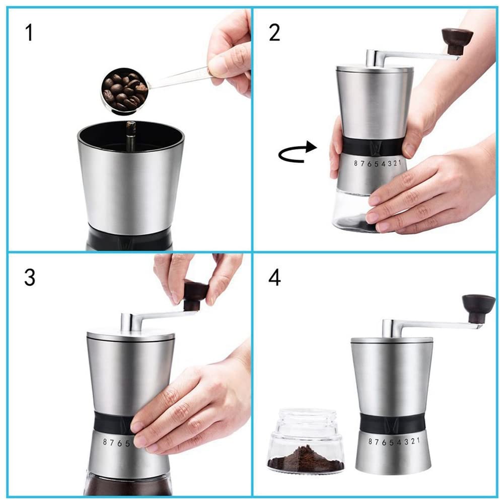 Molinillo de manivela de acero inoxidable Amoladora manual Lavable Núcleo de cerámica Molinillo de mano portátil de manivela