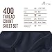 Pizuna Pure 100% Cotton Sheets Queen Size, Luxurious 400 Thread Count Long Staple Cotton Sateen Sheets Queen with 15inch Deep Pocket (Combed Dark Blue Cotton Sheets Queen)