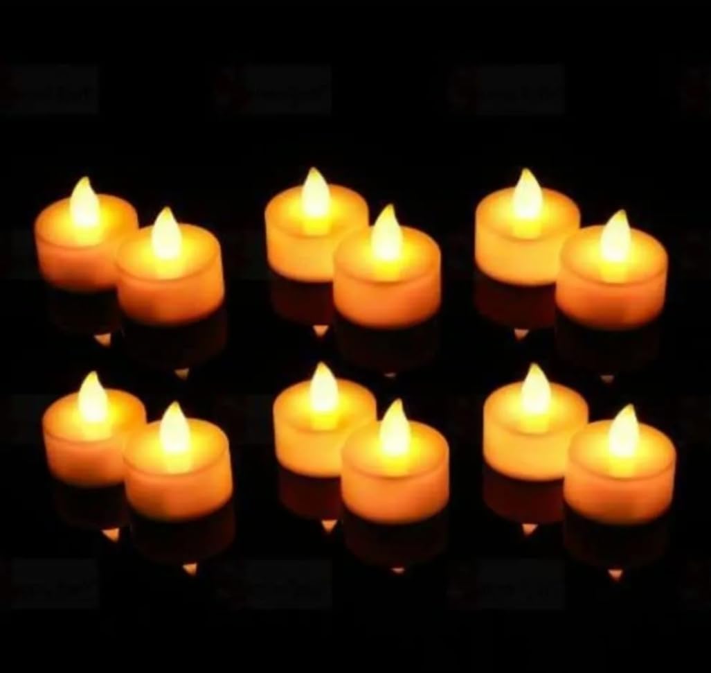 zaampo led tea light candles | flameless and smokeless battery operated diyas | decorative acrylic candles for home décor, weddings, birthdays & festivals | safe led candle for kids (pack of 12)