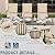 ASJMR 7 Piece Outdoor Dining Set for 6, Metal Patio Table and Chairs with Cushions, Patio Furniture Set with 2 Swivel Chairs, Rectangular Patio Dining Table with Umbrella Hole, Lawn Deck, Yard-Sand