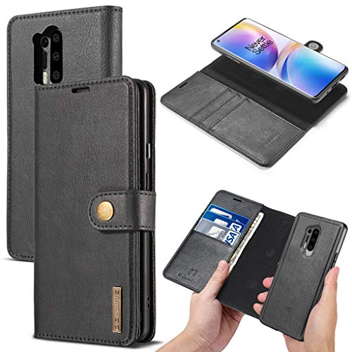 MOONCASE OnePlus 8 Pro Case, Detachable Dual Use Protective Cover Either Wallet Leather Case or Slim Back Cover for OnePlus 8 Pro (Black)