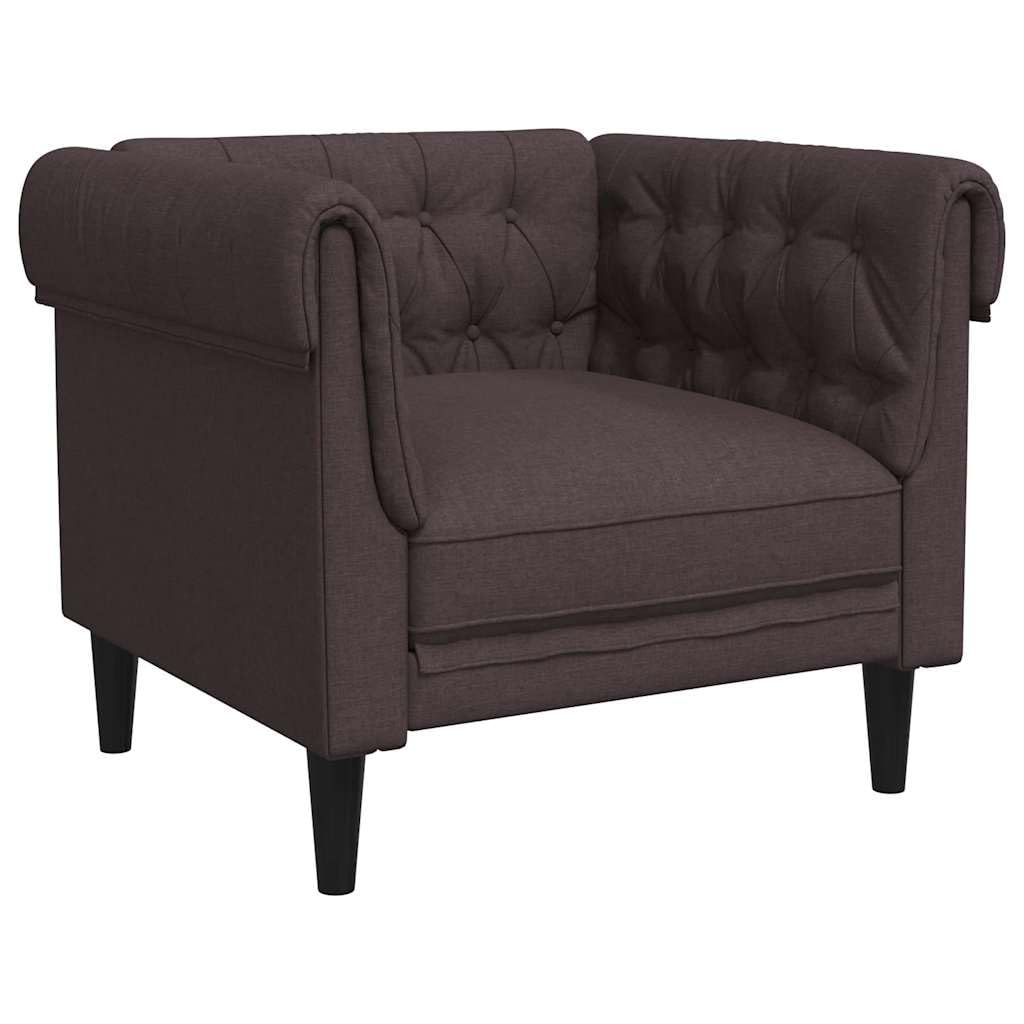 vidaXL Chesterfield Sessel, Polstersessel mit Armlehnen Rückenlehne Stützbeine, Loungesessel für Wohnzimmer, Clubsessel, Modern, Dunkelbraun Stoff