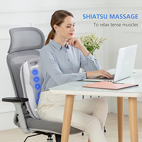 Comfier Shiatsu Back Massager With Heat, Massage Chair Pad, Heated Back Massager Pad For Chair,Portable Chair Massager For Back,Lumbar,Leg, Gifts For Dad,Mom,Carry Handle Design,Beige #TOP1
