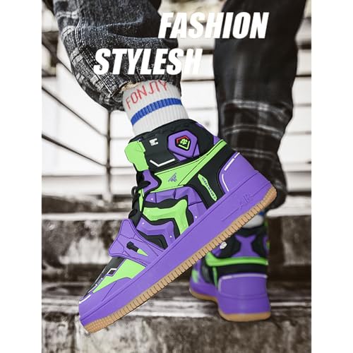 Men's Fashion High Top Chunky Sneakers Anime Color Block Walking Streetwear Basketball Shoes for Men4
