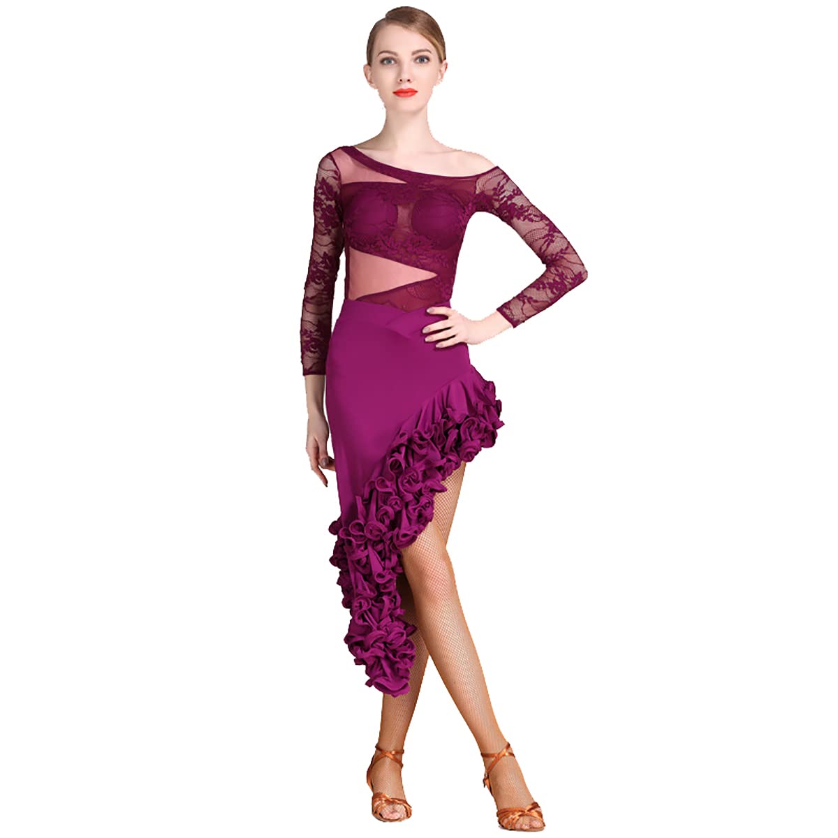 Damska spódnica balowa do tańca latynoskiego tango salsa dla dorosłych kobiet kostium do tańca lirycznego nowoczesna odzież do tańca spódnice tutu, występ sceniczny odzież garnitur