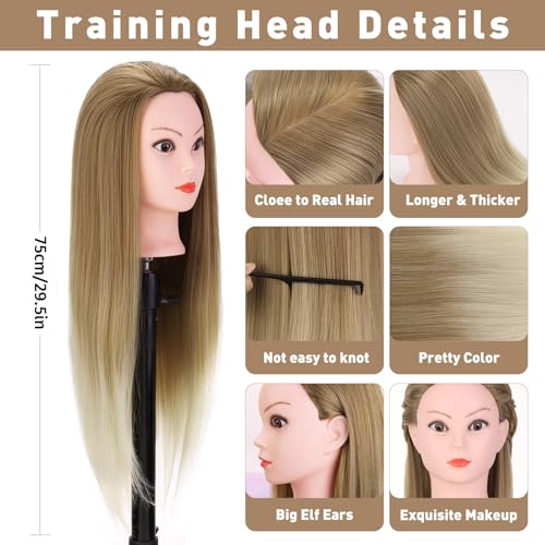 TopDirect 29" Hairdressing Training Mannequin Head, 100% Synthetic Fiber Hair Mannequin Head - Image 2