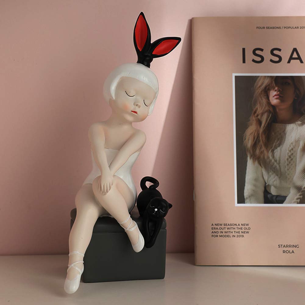 Elegancka figura statua Ornament dziewczyna księżniczka rzeźba moda biurko do salonu pokój dziecięcy dekoracja sypialni prezent, C