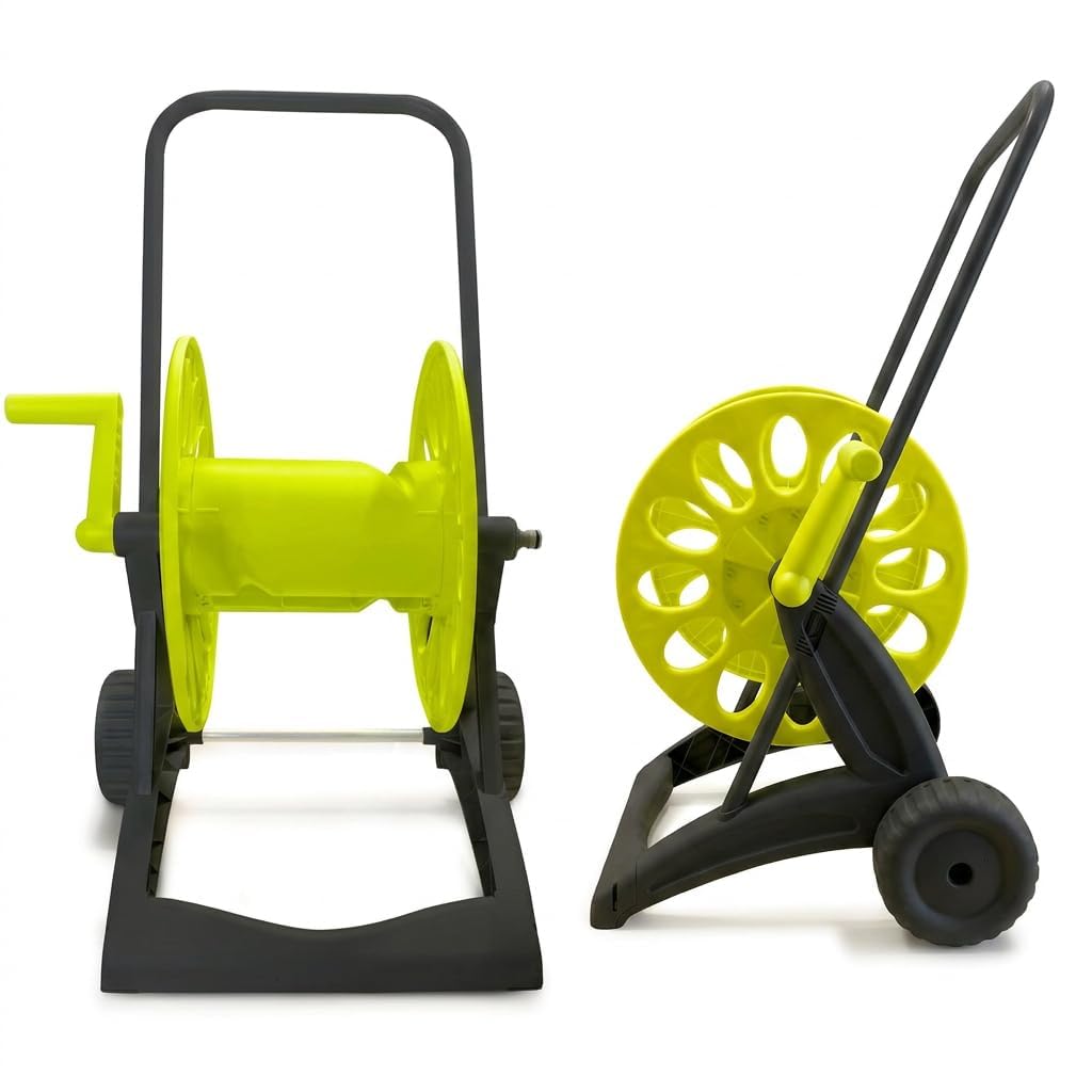 Idroeasy, Kit Carrello Avvolgitubo da Giardino con Tubo Acqua Giardino 30 Metri Superleggero 5/8" (18 bar) – Canna Acqua Anti-Nodo con Doccetta 6 Funzioni e Raccordi, Porta Tubo Made in Italy