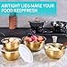 DINYWOW 4 Piece Gold Mixing Bowls With Lids for Kitchen, Stainless Steel Set Ideal for Baking, Prepping, Cooking and Serving Food, Nesting Metal Bowls for Space Saving Storage