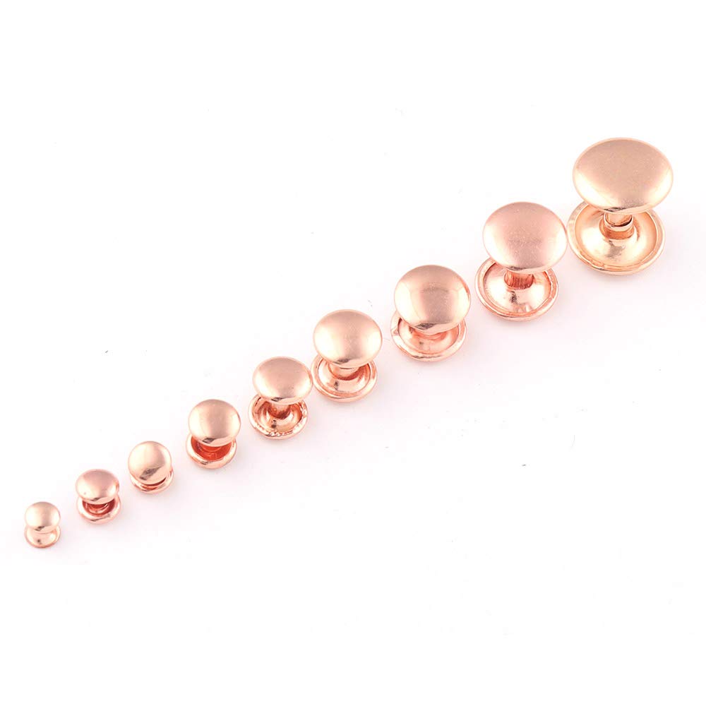 Rose Gold Double Cap Rivets,Metal Button Round Rapid Rivet,Rivet Studs for Purse Bags Handbags Shoes Belts Leather Craft DIY 100sets (5 * 5mm)