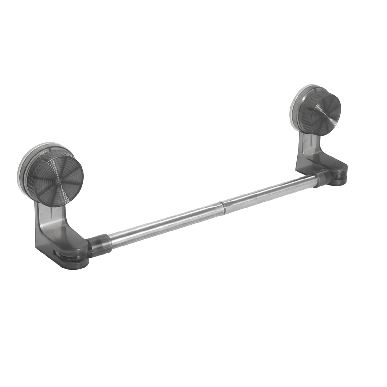 Toalleros de Baño sin Taladro, Toalleros Pared de Baño Individual, Ventosa Toallero Extensible 30-60 Cm, Colgador Toalla Cocina, Material de Acero Inoxidable, Base Giratoria, Gris Translúcido