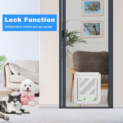 CEESC Cat Screen Door, Lockable Pet Door for Screen Doors, Magnetic Self-Closing Cat Door for Window Screen, Sturdy Screen Door for Cats and Small Dogs （Flap Opening 7\" x 9\"） - Thumbnail 6