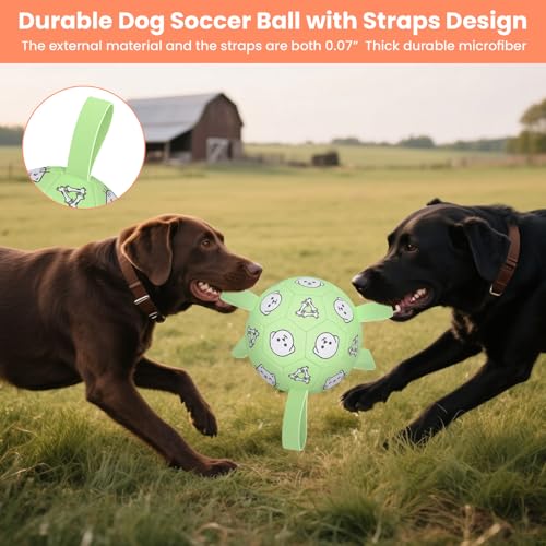 Image of 6 Inch Dog Soccer Ball, Interactive Dog Toys for Small Dogs | Floating Water Toys, Jolly Ball with Straps, Durable Outdoor Training Dogs Tug Toy, Outside Pet Toys, Birthday Gift for Puppy