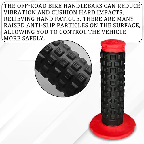 Image of 2PCS Motorcycle Handlebar Grips, 7 /8 inch Anti-Slip Dirt Bike Grips, Universal Motocross ATV Rubber Pillow Top Grips for CR80R /85R,CRF150R, CR125R /250R,CRF450R, CRF150F CRF230F CRF450F(Red)