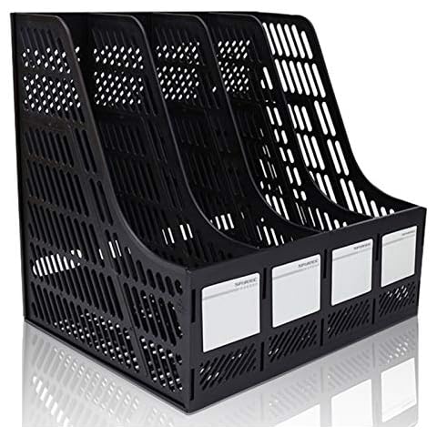 Lemical Magazine File Organizer Desktop Storage File Holder with 4 Compartments Basket Frames Book Holder Files Divider Box Document Cabinet File Rack for Office School Cover