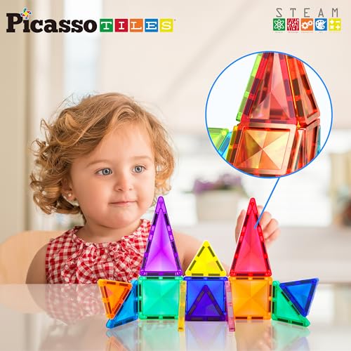 Image of PicassoTiles Travel Size Series Magnet Building Blocks Toy Set mini Diamond Magnetic Construction Block Sensory Toys Preschool Toddler Boy Girls Age 3+ STEM Educational Learning Kit Pretend Play PTM13