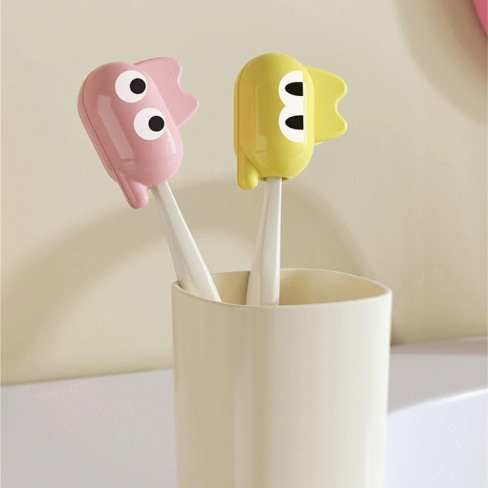 Porta Spazzolino Decorazione, Coprispazzolino Portaspazzolino, Portatile Da Viaggio Multifunzione Moderno(Yellow,3pcs)