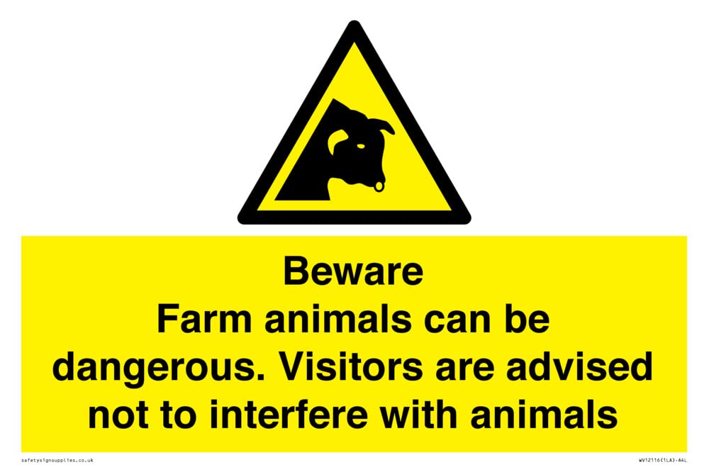 Beware Farm animals can be dangerous. Visitors are advised not to interfere with animals Sign - 3.