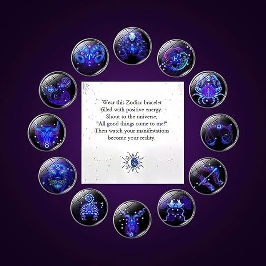 Zodiac Signs Spirit Bracelet, Spiriletta Pulseras Amuleto Espiritual, Spiritual Bracelets, Zodiac Jewelry for Constellation Lover, Birthday Jewelry Gifts for Women/Men4