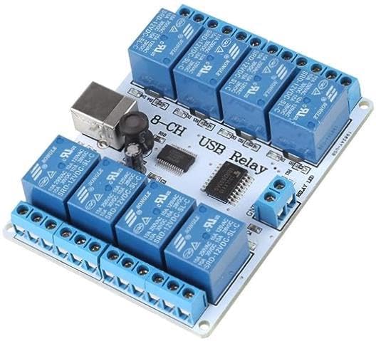 sowinkel [Enhanced] 8-CH 12V USB Relay Module Controller – FTDI Chip Type B USB Relay Board for Automation Robotics – Advanced 8-Channel USB Relay Module