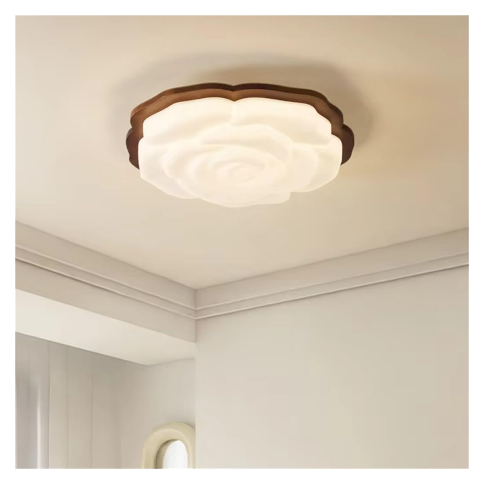 Lampada da soffitto in Legno per Camera da Letto, Soggiorno, Studio, Lavoro, Lampada a LED in Noce con Finitura Rosa, apparecchio di Illuminazione Spaziale.