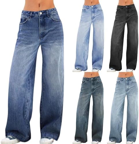 Wide Leg Jeans Woman High Waisted Stretchy Baggy Jeans Boyfriend Loose Straight Leg Jean Trendy Mom Jean