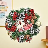 🎄Material: PVC Weihnachtskranz Künstlicher Türkranz Weihnachten Dekorative Girlande Für Home Decor Ornamente Hängende Dekoration Für Drinnen Und Draußen Weihnachten Thanksgiving - Autogirlande, 60 X 60 cm
