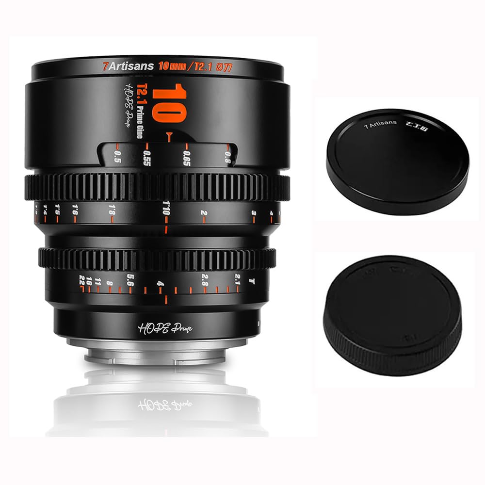 10mm T2.1 Cine Lens,Large Aperture Cinematic Film Lens for E Mount Mirrorless Cameras A6500 A6600 FX3 A7S3 A7M3 A7R3 A7M4 FS/A/NEX/A6/A7 Series