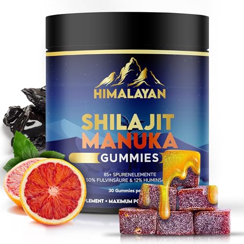 Shilajit Mumijo & Manuka Honig MGO +263 | Hochwertige 30 Gummibärchen | Hoher Gehalt an Fulvin-und Huminsäuren | Spitzenquali