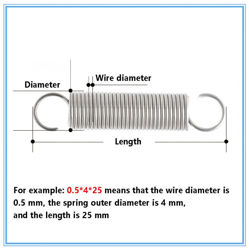 1.5mm Stainless Steel Hook Springs Extension Tension Spring Length 30mm - 335mm (5,1.5x16x70mm)