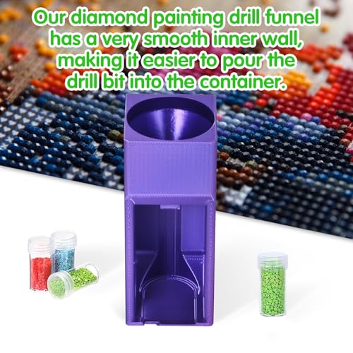 Image of Diamond Painting Organizer,Diamond Painting Drill Funnel for Round Containers,Portable Diamond Art Funnel for Easy Transfer, Diamond Painting Accessories (Silk Purple)