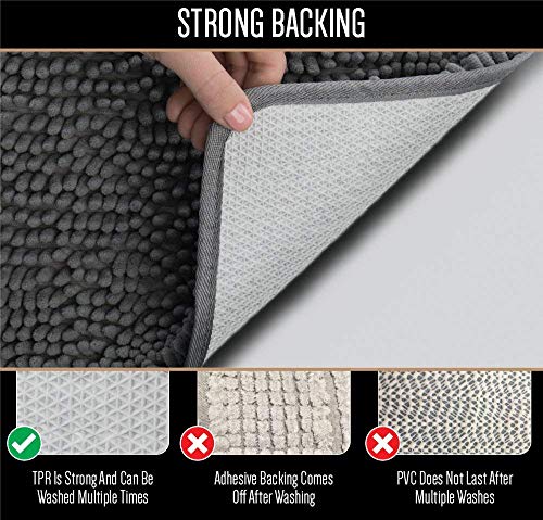 Image of Lushomes Bathroom Mat, 1200 GSM Floor Mat with High Pile Microfiber, Anti Skid mat for Bathroom Floor (16 x 24 Inch, Single Pc, Brown)