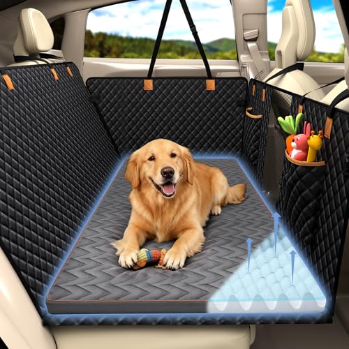 Lekereise Soft Dog Car Mat for Hard Bottom Seat Extender 55.1 x 26.8 inch- Waterproof Washable Dog Car Mat, Orthopedic Egg-Crate Foam Pet Bed, Fits Most Hard Bottom Dog Car Beds/SUVs/Trucks-Grey