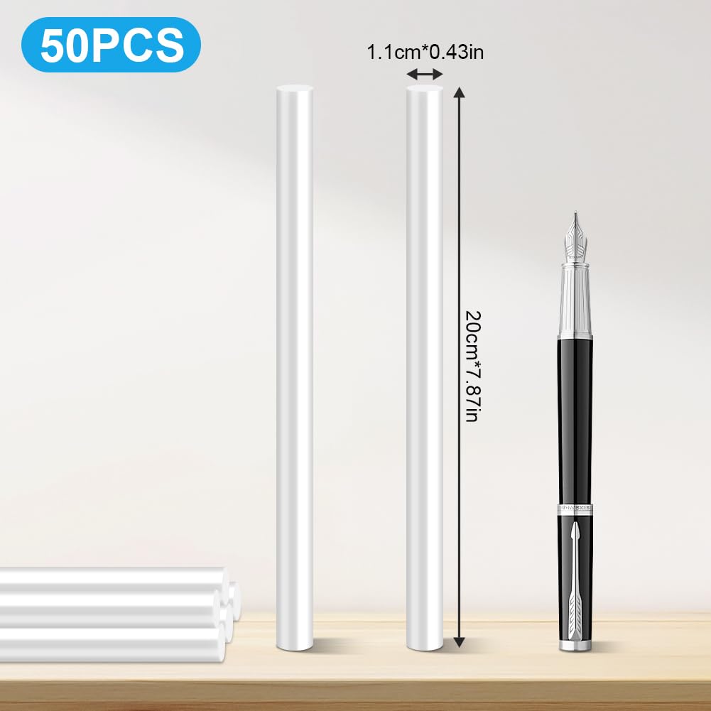 Ainiv 50 Pezzi Stick Colla a Caldo 11 x 200 mm, Bastoncini Trasparenti per Pistola Colla a Caldo, Colla a Caldo Bastoncini per Fai da Te, Artigianato, Riparazioni Domestiche e Fissaggio