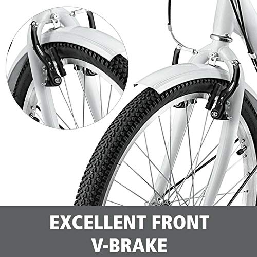 24-inch Adult Tricycles 7 Speed 3 Wheel Bikes, Bicycles Cruise Trike with Shopping Basket for Seniors Women Men, White 【Shipping from US】 - Thumbnail 6